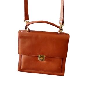 Talbots Brown Leather Classic Preppy Square Style Box Shoulder Bag